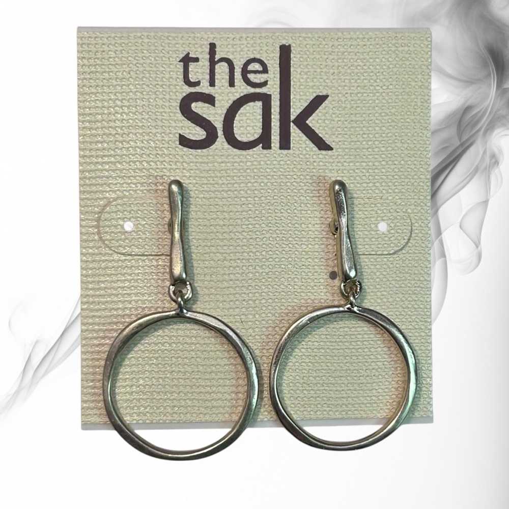 The Sak Gold Hoop Earrings Long Dangle Pierced Post New